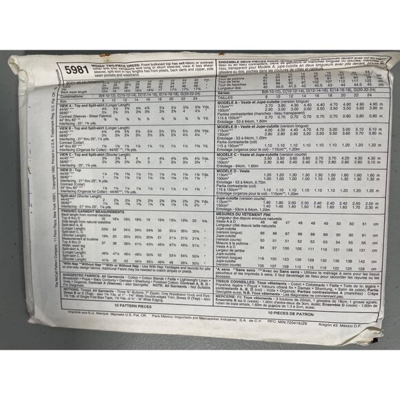 90s McCalls 5981 Two Piece Dress Sewing Pattern Sizes D 12-14-16 Vintage UNCUT - Picture 3 of 6